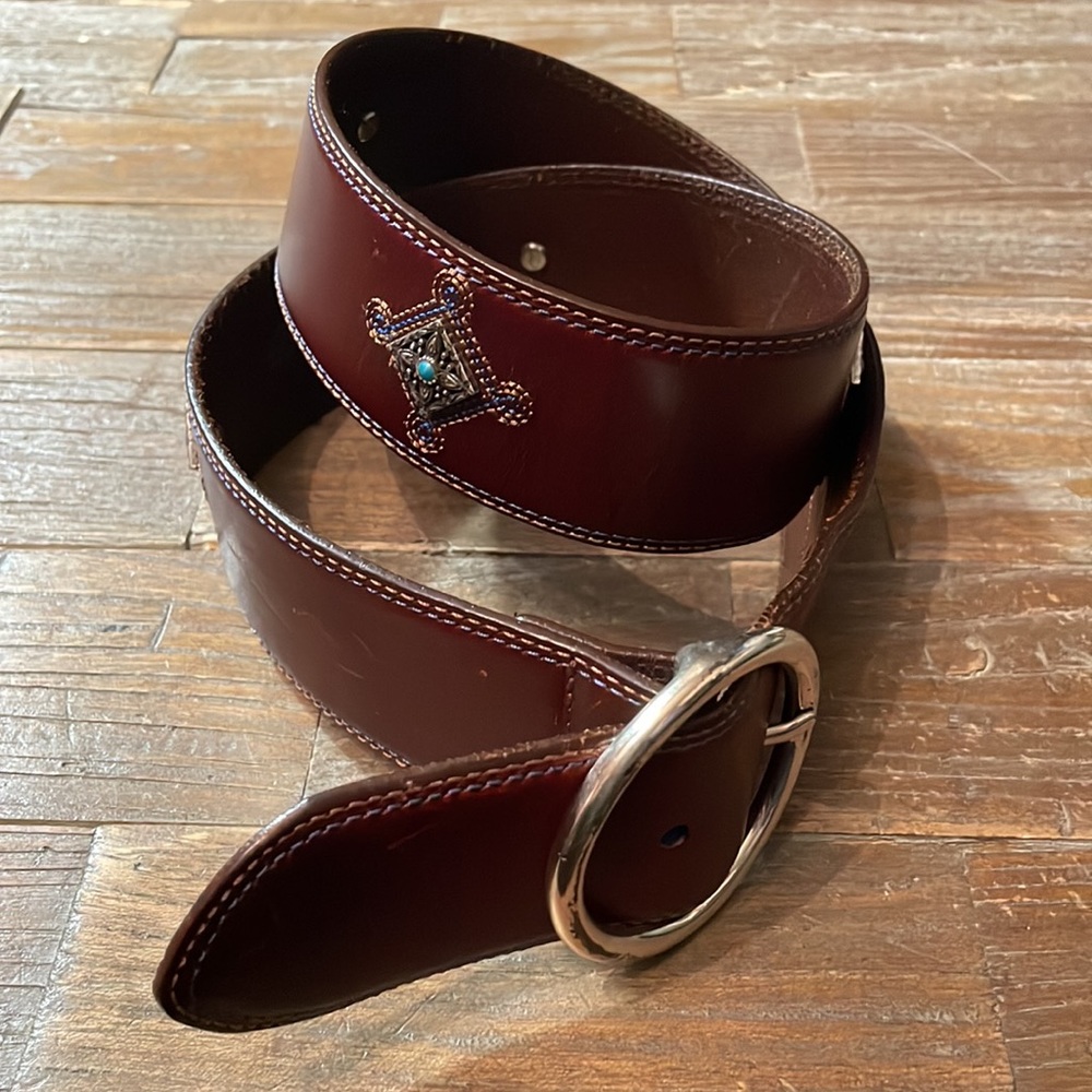 Brighton B20415 Leather Diamond Silver-tone Stud Western Belt🖤